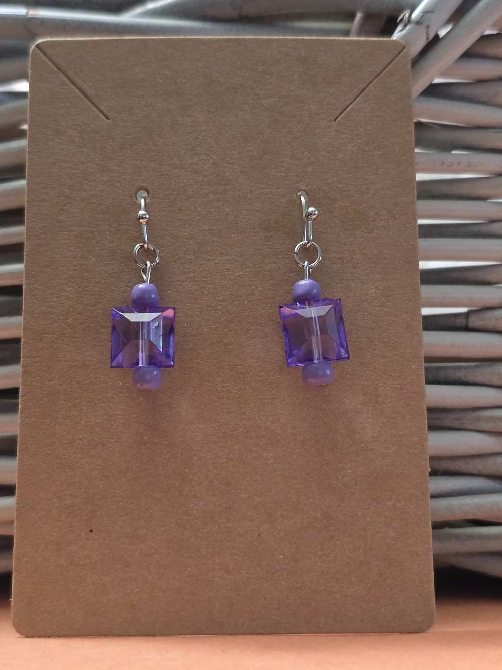 Handmade Purple Cubic Crystal Drop Earrings - Women Jewelry